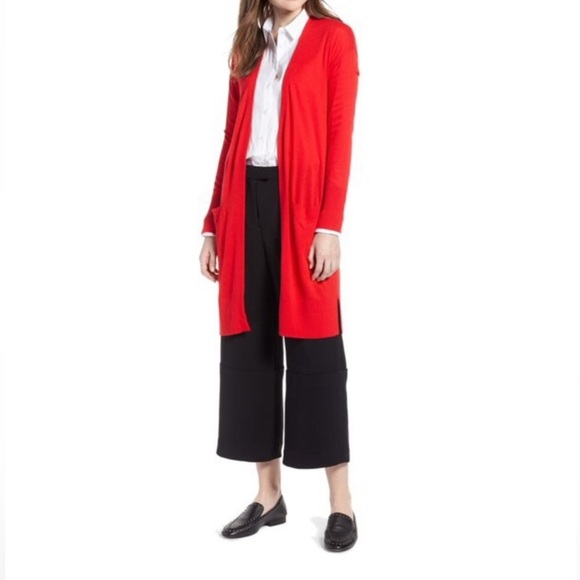 Halogen Red Sweater Long Line Duster Cardigan XL - Picture 11 of 11